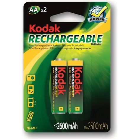 KODAK Piles rechargeables Ni-MH LR06/AA 1,2V batterie 2600mAh - Vendu par paire