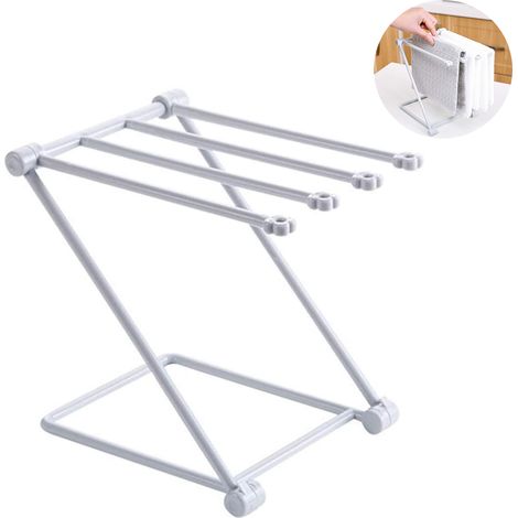 Porte-serviette de cuisine pliable pour comptoir, support torchon avec fixation par ventouse pour évier et salle de bain (1/5)