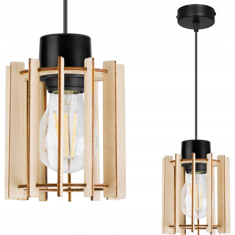 LÁMPARA DE TECHO COLGANTE LED MODERNA DE MADERA
