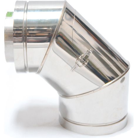 ASTEC Inspektionswinkel 90° Doppelwandig DN113-300 Edelstahl Rohr Bogen Abgas Schornstein 8224-113