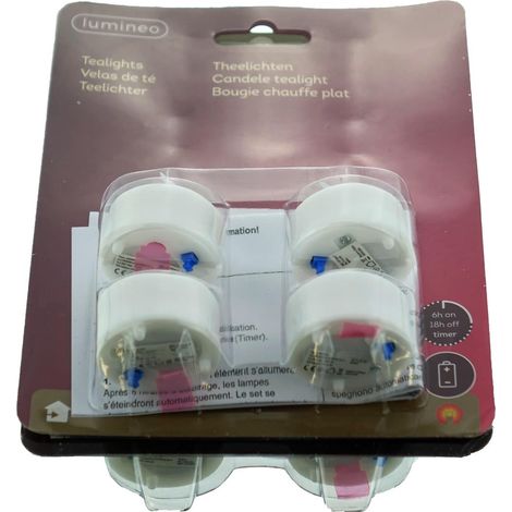 Lumineo LED Teelicht Timer Batterie 4s 3.8x3.8cm-1L flame