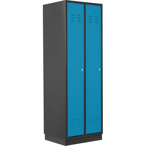 ADB Umkleideschrank / Spind 2-türig, RAL 7016/5012, Anthrazit / Blau 178x60x50cm (1/5)