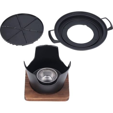 Barbecue de Style Japonais, Mini Poêle à Charbon de Bois Table Grill, Barbecue Intérieur Grill avec Base en Bois, Mini BBQ Grill pour Yakiniku Takoyaki Camping, Pique-Nique Jardin Balcon Camping (1/5)