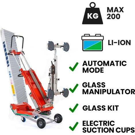 Carretilla sube escaleras eléctrica Skipper Lift GL para transporte e instalación de acristalamientos 3x2,7 m ventosas eléctricas 200 kg (1/5)