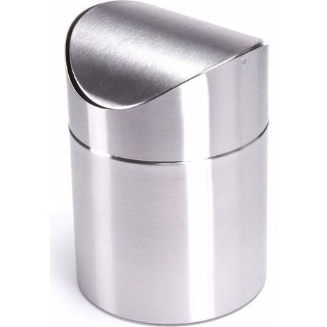 Poubelles de table Poubelles de table Poubelles Poubelles de cuisine Poubelles cosmétiques Couvercle pivotant en acier inoxydable-- (1/5)