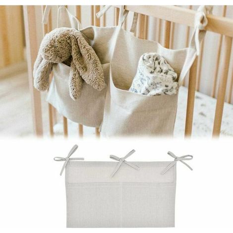 Organisats de lit Bébé, Sac de Rangement à Suspendre pour Lit de Bébé avec 2 Poches, Très Approprié pour Ranger Vêtements, Couches, Jouets, (1/5)