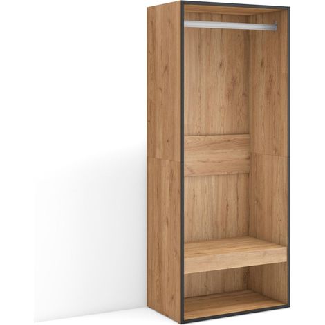 Skraut Home - Vestidor abierto, Ropa, zapatos, complementos, 60x145x35 cm, Dormitorio, habitación, Armario, perchero, Estilo Moderno, Roble (1/5)