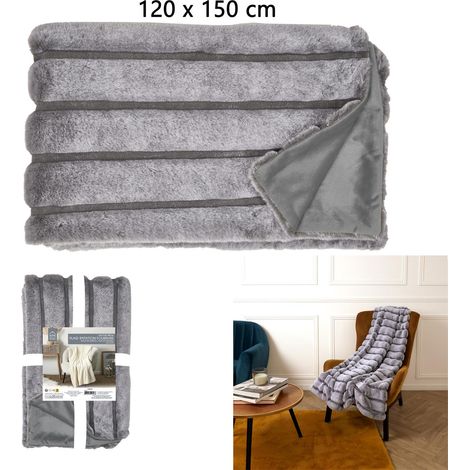 Plaid - HOME DECO FACTORY - Imitation Fourrure - Gris (1/5)