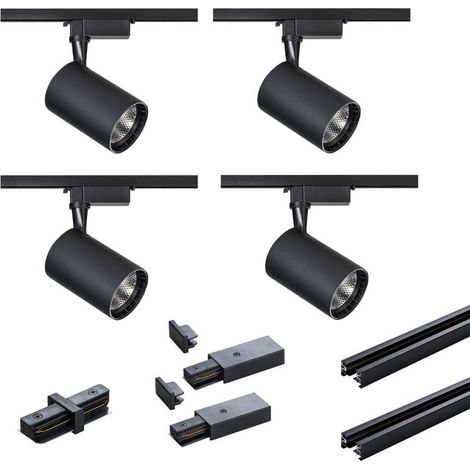 Kit rail noir X-Line monophasé 4 spots LED 15W 2x1m DPM (1/5)