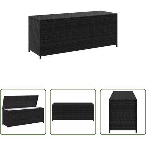 vidaXL Caja de almacenaje de jardín ratán sintético negro 150x50x60 cm (1/5)