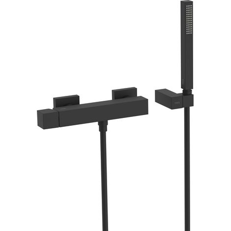 TRES 00716703NM CUADRO Grifo Monomando Mural para Ducha Color Negro Mate - ref: 00716703NM