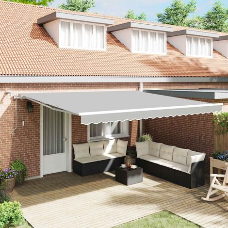 vidaXL Armazón de toldo eléctrico con LED y sensor 4,5 x 3,5 m Blanco (1/5)