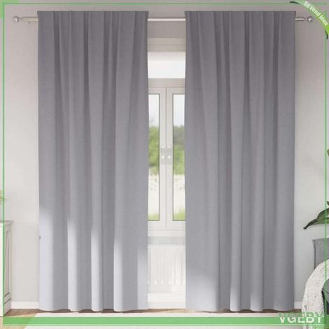 Rideaux occultants - FAFEISY - 4107457 - Gris clair - 260 x 140 cm (2 pcs) - Anneaux et crochets, 80-90% occultant (1/5)