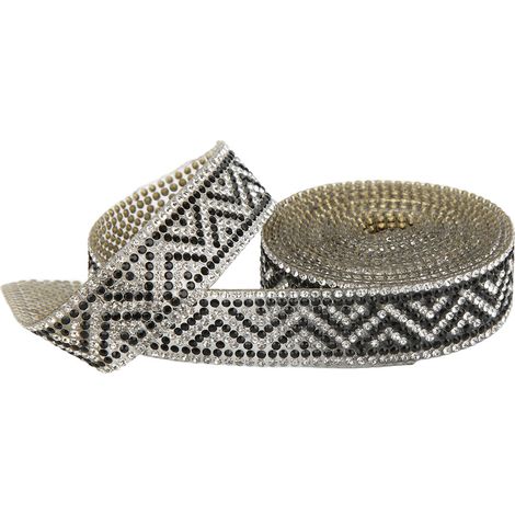 Chaîne à Strass 2m Largeur 2cm Brillant Couleurs Texturé DIY Fête Mariage Ruban Noir (1/5)
