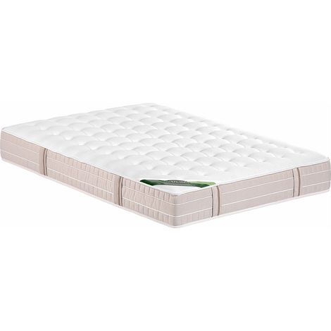 Matelas 160 x 200 cm ressorts ensachés 5 zones accueil mémoire de forme et coutil anti-punaises de lit ép.24 cm - VIREVO de NATUREA