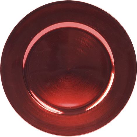 Kaemingk – Assiette décorative rouge – Plastique, Ø 33 cm (1/2)