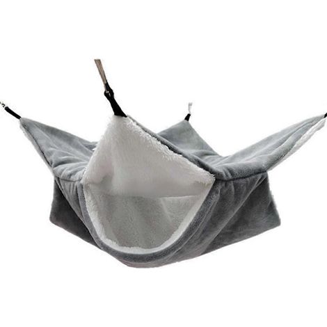 Petit lit suspendu pour hamster, cachette douillette en peluche épaisse, nid chaud gris S, hamac pour petits animaux de compagnie.