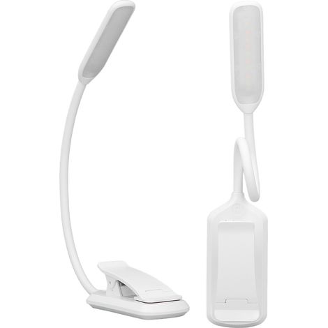 Berührungsempfindliche LED-Schreibtischlampe, tragbare, faltbare USB-Mini-Klemm-Leselampe zum Lernen, Augenschutz, integrierter Akku, gerader Lampenkopf, weiß (1/5)