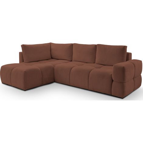 Selsey Taremi – Ecksofa Schlaffunktion, Bettkasten, hydrophober Chenille, beidseitig, Kupfer