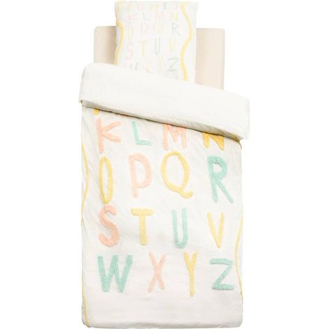 Parure de Lit Tufy 140x200 cm Beige Imprimé Alphabet - Atmosphera créateur d'intérieur