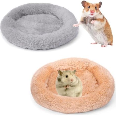 Lot de 2 lits apaisants pour cochon d'Inde, hamster, rats, furet d'Inde, cachette ronde lavable en forme de donut pour hamster (1/4)