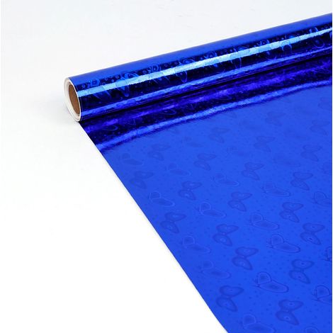 Wrapping Paper - Holographic Blue - Double-Sided Abstract Design - 43 Cm X 10 M - For Birthday Holiday Gifts (1/3)