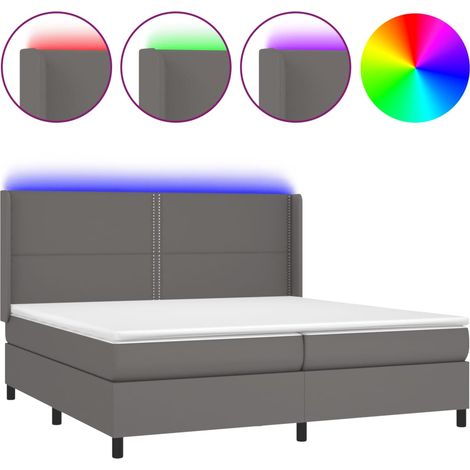 Maison Exclusive - Sommier à lattes de lit matelas LED Gris 200x200 cm Similicuir (1/5)