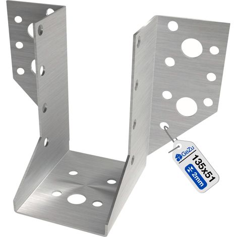 Sabots de charpente 51 x 135 mm – Galvanisé – Ailes extérieures – Sabots de poutre – Connecteurs de suspension pour poutres bois – Support robuste pour charpente et pergola – GeZu Impex