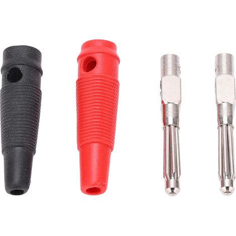 Lot de 10 fiches bananes empilables 4mm 7 broches, connecteur 32A 1000V noir et rouge, gaine souple, serrage à vis pour enceintes (1/5)