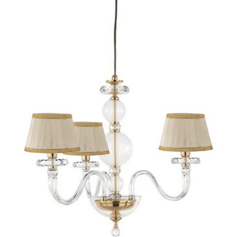 Lampada a sospensione BACH 50 cm con paralume in vetro trasparente 3 LUCI ORO (1/2)