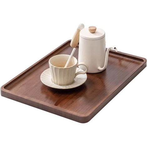 Plateau de service en bambou, rectangulaire, sans poignées, 30 x 40 cm, pour le café, le thé, le petit-déjeuner et l'organisation (1/5)