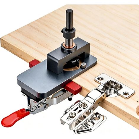 Gabarit de Percage Charniere 35mm, Guide de Percage Dissimulé en Métal, Localisateur de Poinçon de Armoire, pour le Travail du Bois de Bricolage (1/4)