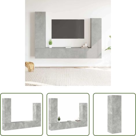 TV-Schrank Set - 4-tlg. TV-Schrank-Set Betongrau Holzwerkstoff (1/5)
