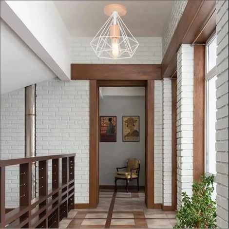 kawoo Retro Plafonnier en Cage Couloir Lampe Plafonnier Industriel Vintage Fer Style Edison pour Salon Chambre (1/4)