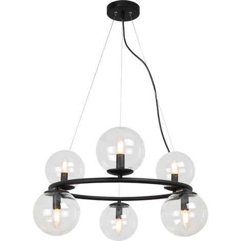 LAMPE À SUSPENSION AURA NOIRE 6 PLATS SANS ABAT-JOUR E14 (1/5)