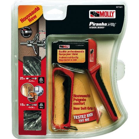 Pince à cheville Molly avec 40 chevilles – 25 chevilles métal diam 4 x 33 mm – 15 chevilles métal diam 5 x 36 mm – Supporte jusqu'à 40 kg
