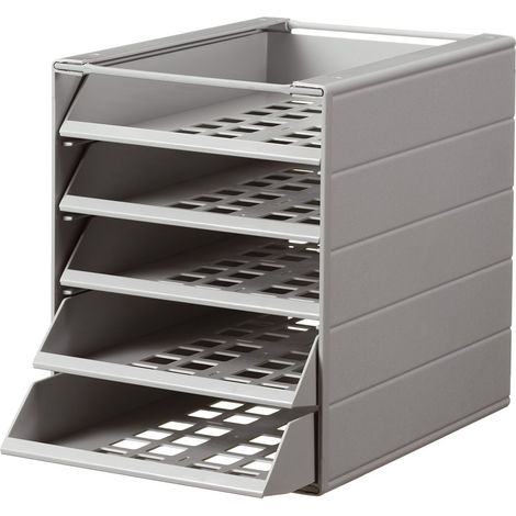 DURABLE - Idealbox Basic 5" Blue Angel, cassettiera per documenti f.to A4 e C4, 5 cassetti, 250x332x322 mm, grigio (cod. 1712003050)