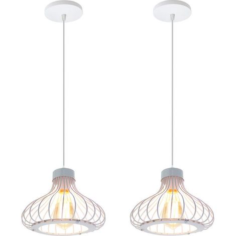 2PCS Plafonnier Vintage Suspension Lustre Industrielle Blance Simple Lustre Rétro Créatif Pour La Décoration Intérieure (1/5)