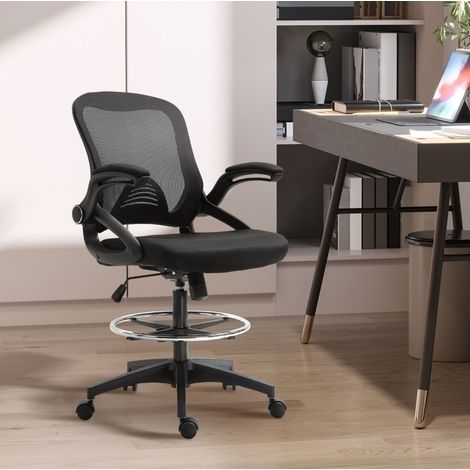 sedia poltrona 64x60x106-126 cm con poggiapiedi nera OKMYHOME (1/4)