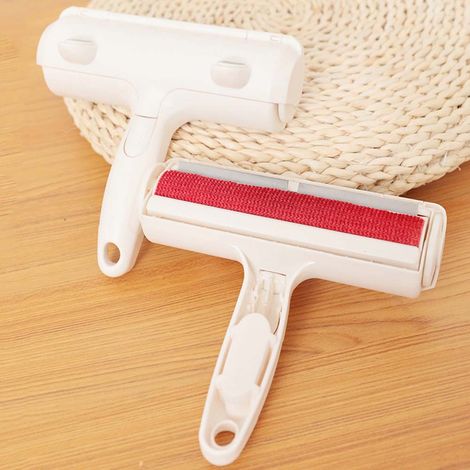 Brosse nettoyante pour poils d'animaux (chien, chat), rouleau à poils double face, type oreilles (1/5)