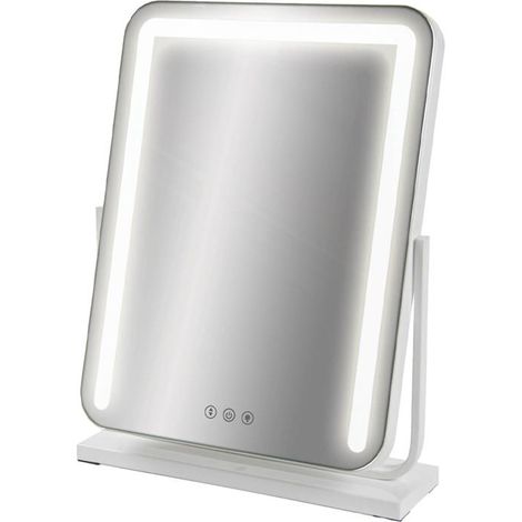 Specchio da tavolo o da parete illuminato cm 40x52, 3 colori luce