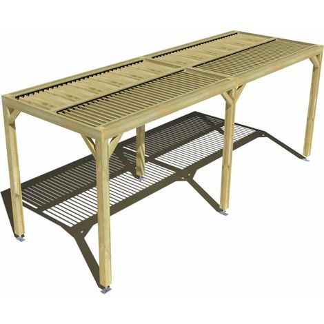 Pergola bois • 6m x 2m • indépendante • sens largeur • lames orientables bioclimatiques incluses • livraison comprise (1/3)