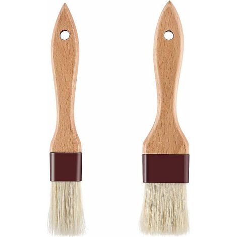 ensemble De 2 Pinceaux  Ptisserie, Brosses  Poils Naturels, Brosse  Huile De Cuisine, Manche En Bois De Htre, Ensemble De Brosses  Lanire (1/5)