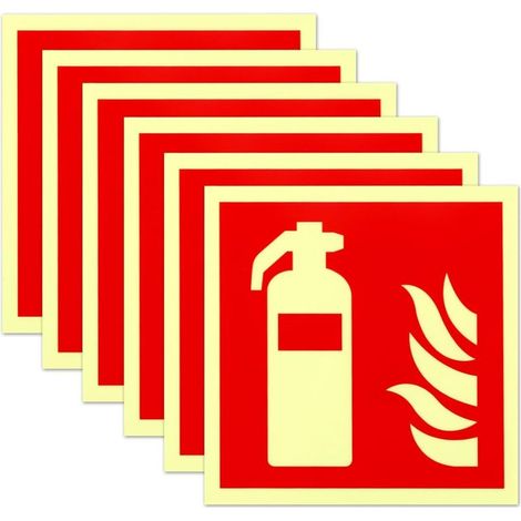 Panneau extincteur 15 x 15 cm Autocollant extincteur luminescent en PVC Autocollant extincteur Indication de protection incendie selon ISO pour divers lieux publics (1/5)