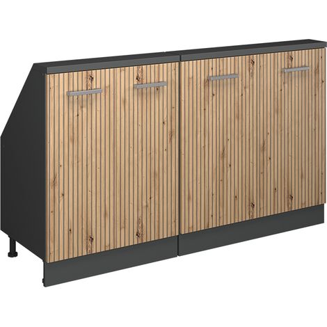 Armario de cocina para techo inclinado R-Line, Roble artesanal/antracita, 140 cm Lote de 2, Vicco (1/5)