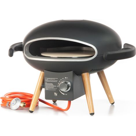 Forno a Gas Easy Pizza Piatto Girevole Ø30 cm in Pietra Refrattaria e Struttura in Acciaio Nero (1/5)