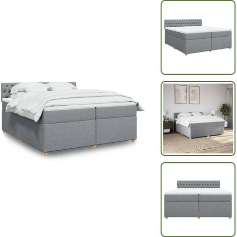 Sommier à lattes de lit avec matelas Gris clair 200x200cm Tissu - Sommier À Lattes De Lit - Sommiers À Lattes De Lit - Lit - Meuble De Chambre À Coucher (1/5)