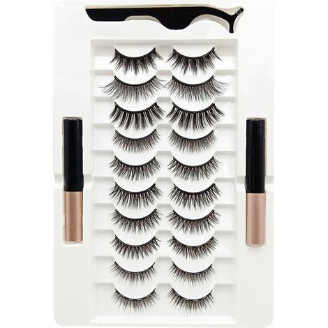 Kit eyeliner magnétique et faux cils, faux cils réutilisables, en fibres synthétiques (1/5)