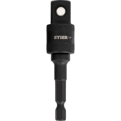 Adaptateur pour embouts STIER, entraînement 1/2 pouce, carré creux, pour accueillir des douilles, système de fermeture rapide adapté aux perceuses et visseuses (1/4)