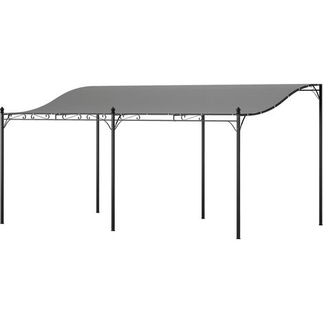 Pergola 3x5m toit flexible bâche étanche ossature métallique ombre gris foncé
